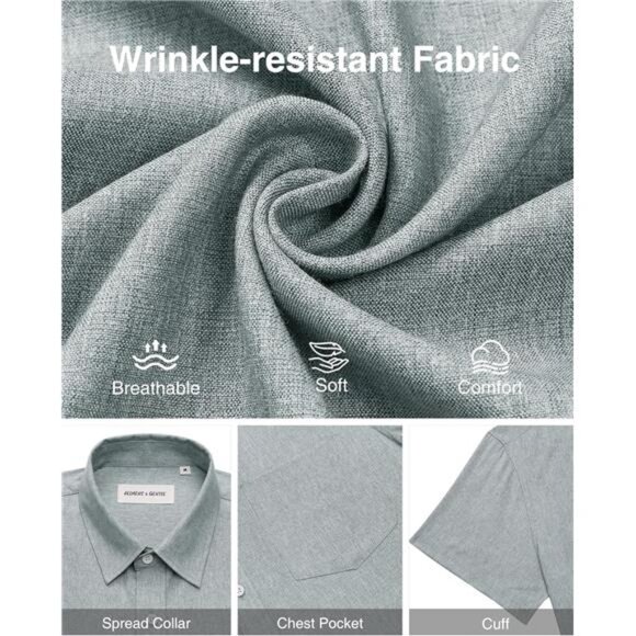 Mens Linen Shirts Button Down Aqua Blue - Picture 5 of 5